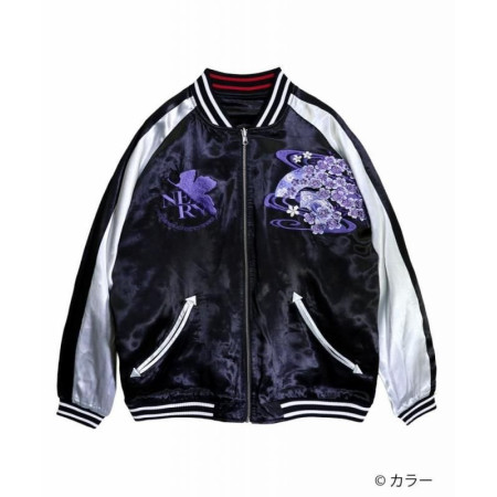 EVANGELION x Nishiki Wakaryusui Ayanami Reversible Sukajan Jacket Black Japan Fashion