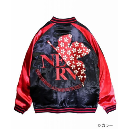 EVANGELION x Nishiki Wakaryusui Ayanami Reversible Sukajan Jacket Black Japan Fashion