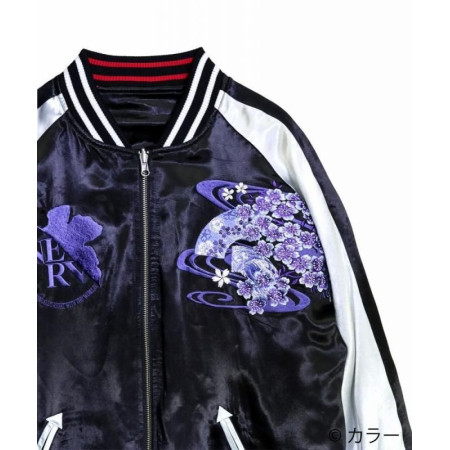 EVANGELION x Nishiki Wakaryusui Ayanami Reversible Sukajan Jacket Black Japan Fashion