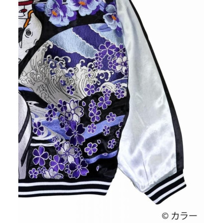 EVANGELION x Nishiki Wakaryusui Ayanami Reversible Sukajan Jacket Black Japan Fashion