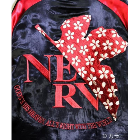 EVANGELION x Nishiki Wakaryusui Ayanami Reversible Sukajan Jacket Black Japan Fashion